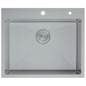 Мойка кухонная D&K 60х45 выпуск с переливом, корзина, дозатор Сатин DKS604504