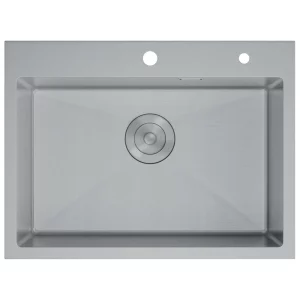 Мойка кухонная D&K 60х50 выпуск с переливом, корзина, дозатор Сатин DKS605004