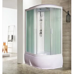 Душевая кабина Водный мир 120х80, Белый / Матовое, Высокий поддон левая