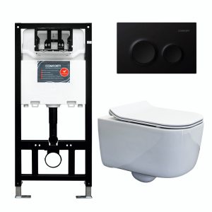 Инсталляция Comforty с унитазом 102 и кнопкой смыва Черный матовый 00-00022017CF