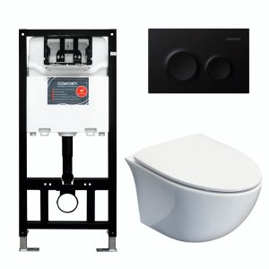 Инсталляция Comforty с унитазом 107 и кнопкой смыва Черный матовый 00-00022392CF