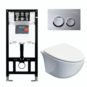 Инсталляция Comforty с унитазом 107 и кнопкой смыва Хром глянцевый 00-00022393CF