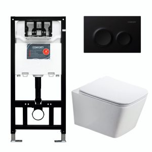 Инсталляция Comforty с унитазом 106 и кнопкой смыва Черный матовый 00-00022740CF
