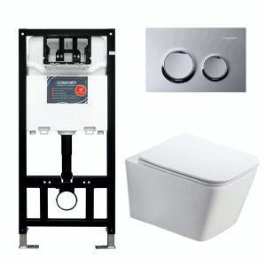 Инсталляция Comforty с унитазом 106 и кнопкой смыва Хром глянцевый 00-00022741CF