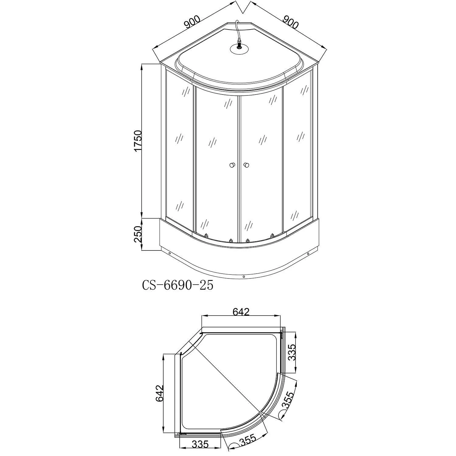 Душевая кабина округлая Loranto 90×90 хром CS-6690-25 F Душевая кабина округлая Loranto 90×90 хром CS-6690-25 F — изображение 3